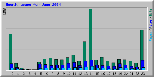 June 2004 hourly usage statistics at Network Chico
