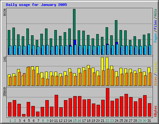 January 2005 daily usage at Network Chico
