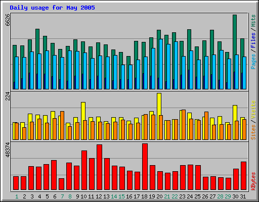 May 2005 daily usage statistics for Network Chico