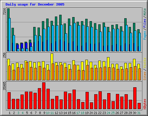 December 2005 daily usage statistics for Network Chico