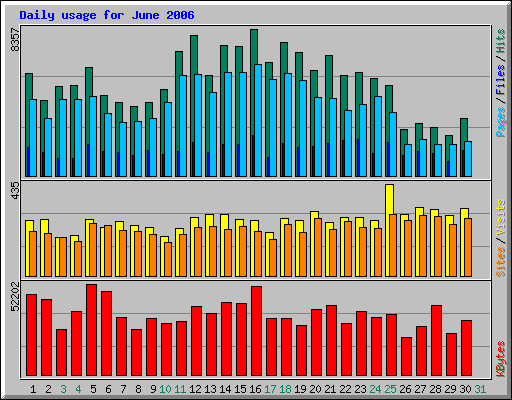 June 2006 daily usage statistics for Network Chico